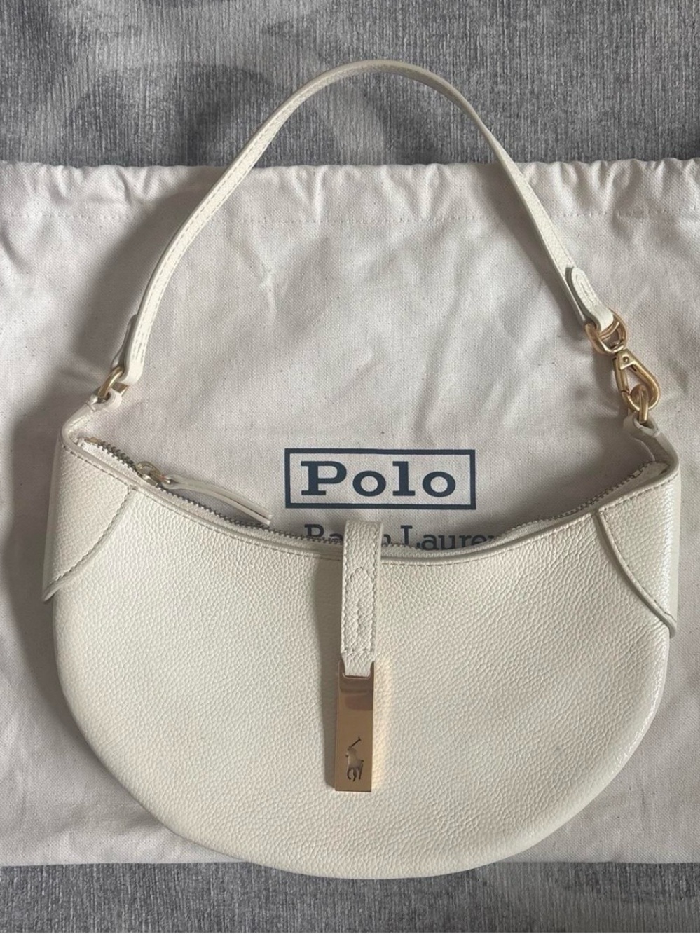 Ralph Lauren white leather Polo ID bag small